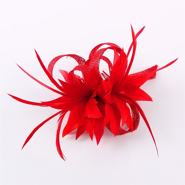  Flax / Feather Fascinators / Headwear with Floral 1pc Wedding / Special Occasion / Casual Headpiece