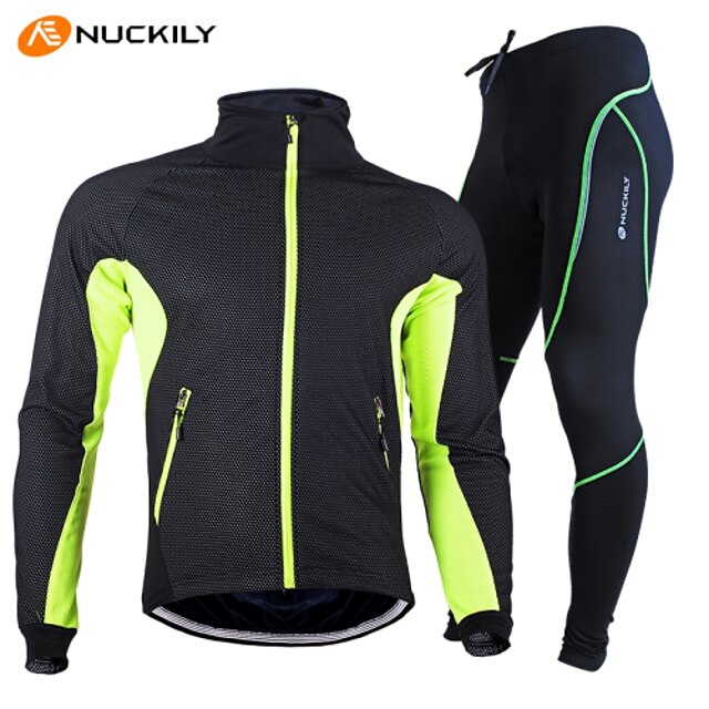  Nuckily Manga Longa Jaqueta com Calça para Ciclismo - Vermelho Verde Azul Moto Conjuntos Prova-de-Água Térmico / Quente A Prova de Vento Respirável Tapete 3D Inverno Esportes Poliéster Neoprene Tosão