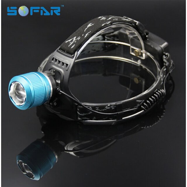  1 Headlamps 2000 lm LED Cree® XM-L T6 Emitters 3 Mode with Batteries and Charger Zoomable Adjustable Focus Rechargeable Camping / Hiking / Caving Cycling / Bike Hunting Golden Blue Gray