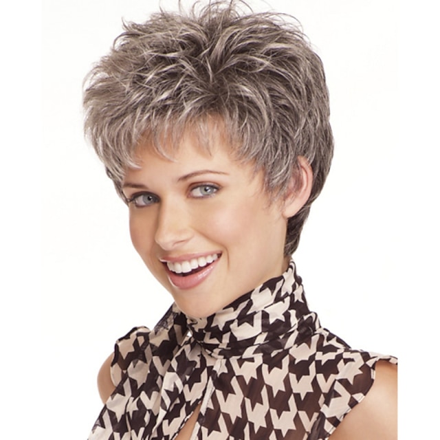  Synthetic Wig Natural Wave Natural Wave Pixie Cut Wig Short Grey Synthetic Hair Women's Gray StrongBeauty