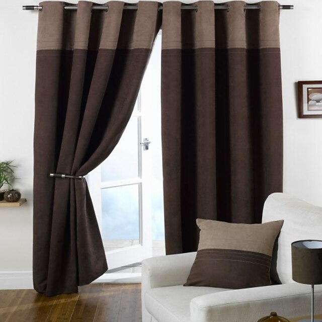  Rod Pocket Grommet Top Tab Top Double Pleat Two Panels Curtain Modern , Jacquard Living Room Polyester Material Blackout Curtains Drapes