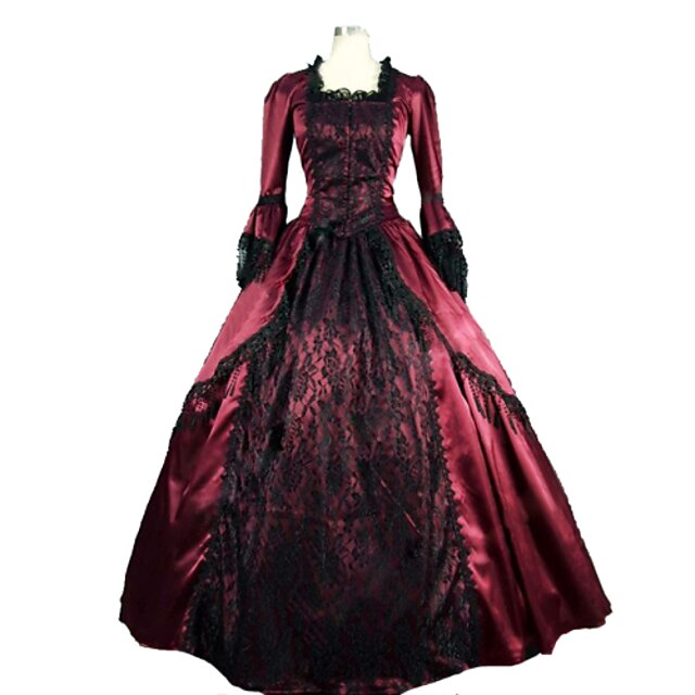  ויקטוריאני ימי הביניים המאה ה 18 תחפושות בגדי ריקוד נשים שמלות תחפושת למסיבה נשף מסכות וינטאג Cosplay תחרה מֶשִׁי שרוול ארוך ארוך