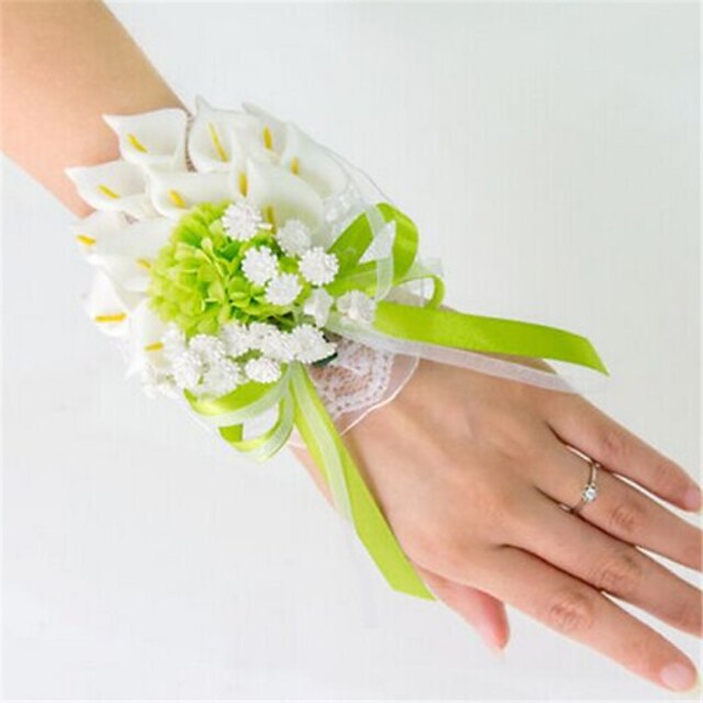 Big Size Green Calla Wedding/Party Wrist Corsages for the Bridesmaid & Bride(9*16cm)