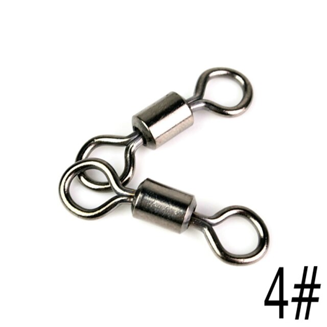  200PCS Ball Bearing Swivel Solid Rings Fishing Connector Size 4# Steel Alloy Fishing Tools