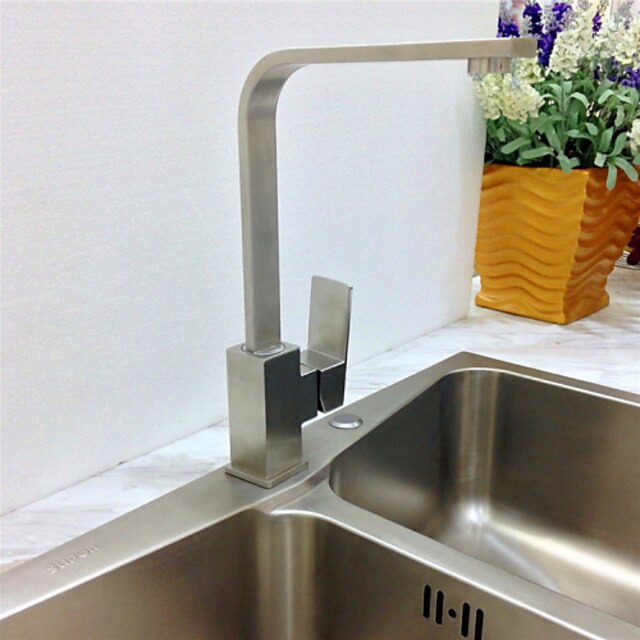  Kitchen faucet - One Hole Nickel Brushed Standard Spout Deck Mounted Contemporary Kitchen Taps / Single Handle One Hole