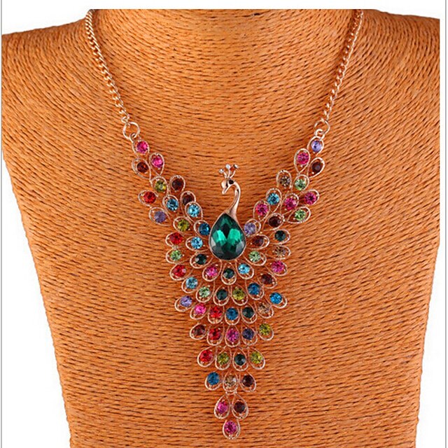  MISS U Women's Vintage Elegant Peacock Gem Long Necklace