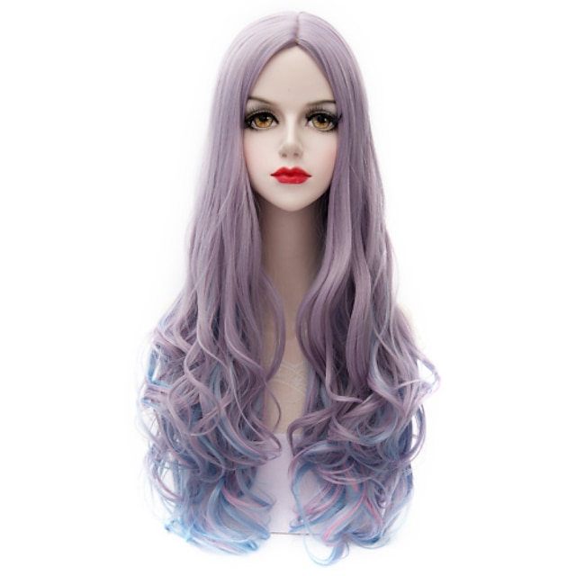  Synteettiset peruukit Laineita Vesiaalto Vesilaine Peruukki Hyvin pitkä Purppura Synteettiset hiukset Naisten Violetti