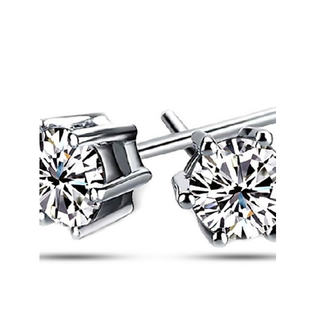  Men's Women's Silver Cubic Zirconia Stud Earrings Classic Sterling Silver Cubic Zirconia Silver Earrings Jewelry Silver For Party