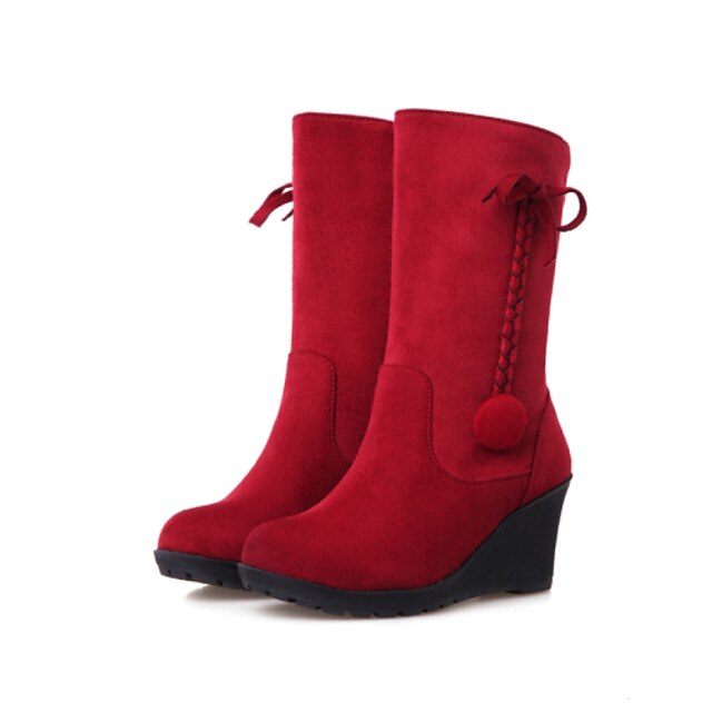  Damen-Stiefel-Outddor / Büro / Lässig-Kunstleder-Keilabsatz-Wedges / Modische Stiefel-Schwarz / Blau / Braun / Grün / Rot