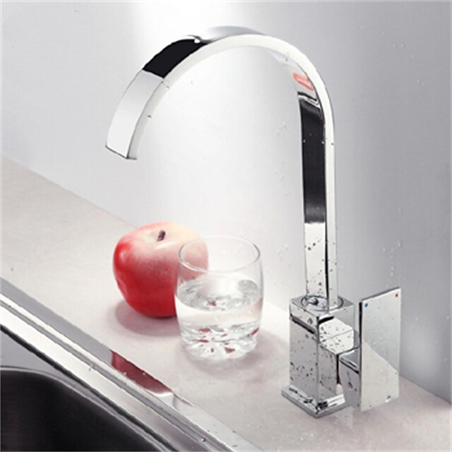  Contemporary Centerset Waterfall Ceramic Valve Single Handle One Hole Chrome, Bathroom Sink Faucet