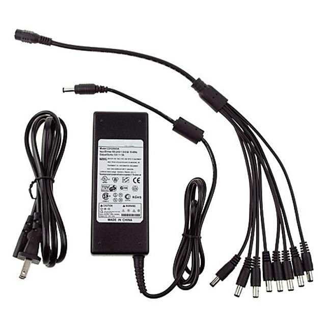  8 Ports 12V 5A DC Power Adapter for Security Cameras Surveillance System Security System