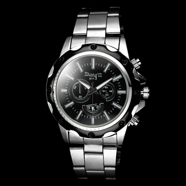  Herrn Uhr Armbanduhr Mechanische Uhr Aviation Watch Quartz Stehlen Schwarz / Silber Armbanduhren für den Alltag Analog Charme Klassisch Gunmetal Watch Schwarz Weiß