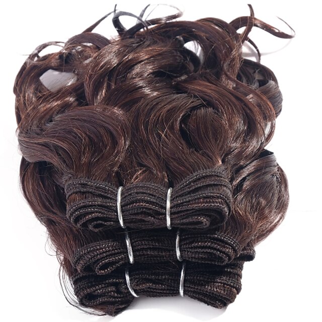  3 pacotes Cabelo Brasileiro Encaracolado / Weave Curly Cabelo Virgem Cabelo Humano Ondulado 8 polegada Tramas de cabelo humano Venda imperdível Extensões de cabelo humano