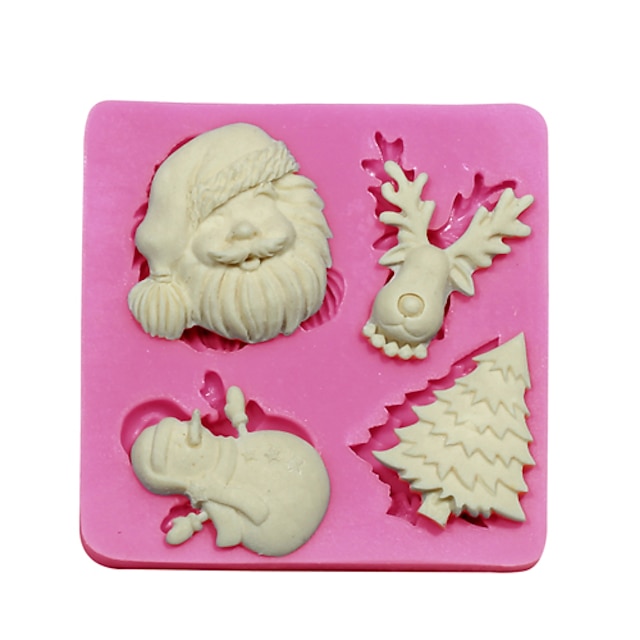  Fondant Cake Decorating Tools Christmas Tree Santa Claus Reindeer Snowman Silicone Mold For Cupcake Candy Chocolate