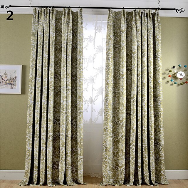  Rod Pocket Grommet Top Tab Top Double Pleat Pencil Pleat Two Panels Curtain Modern European Mediterranean Neoclassical Country, Print &