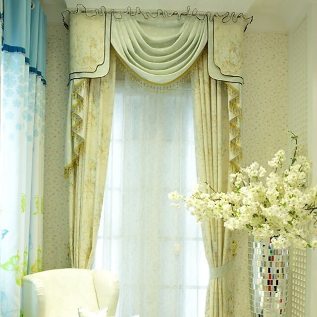  Rod Pocket Grommet Top Double Pleat Two Panels Curtain Country Modern Neoclassical , Print Bedroom Polyester Material Curtains Drapes