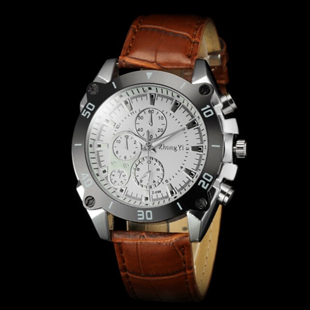  Men's Wrist Watch Quartz Quilted PU Leather Black / Brown Hot Sale Analog Charm - Black Brown White