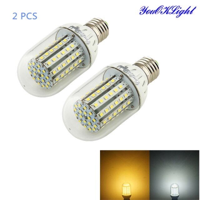 YouOKLight 2pcs 6 W 450-500 lm E26 / E27 LED Corn Lights T 90 LED Beads SMD 3528 Decorative Warm White / Cold White 12 V / 2 pcs / RoHS