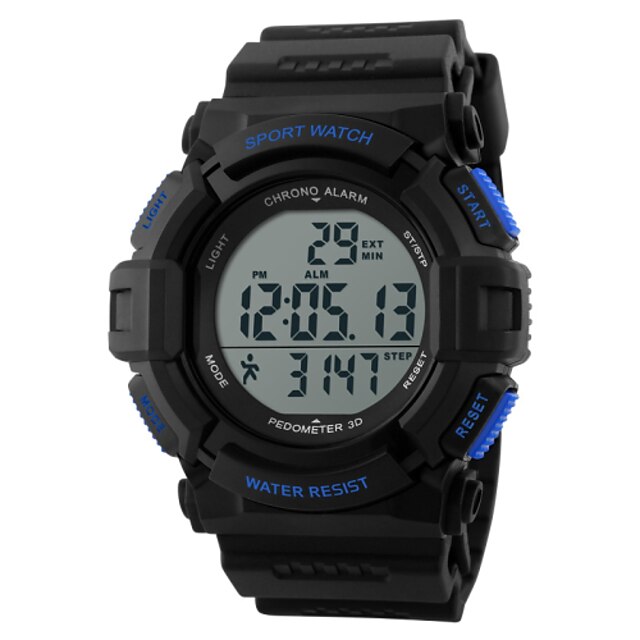  SKMEI Men's Sport Watch Wrist Watch Digital Watch Digital Rubber Black 30 m Water Resistant / Waterproof Heart Rate Monitor Alarm Digital Charm - Black Blue Two Years Battery Life / Chronograph / LCD