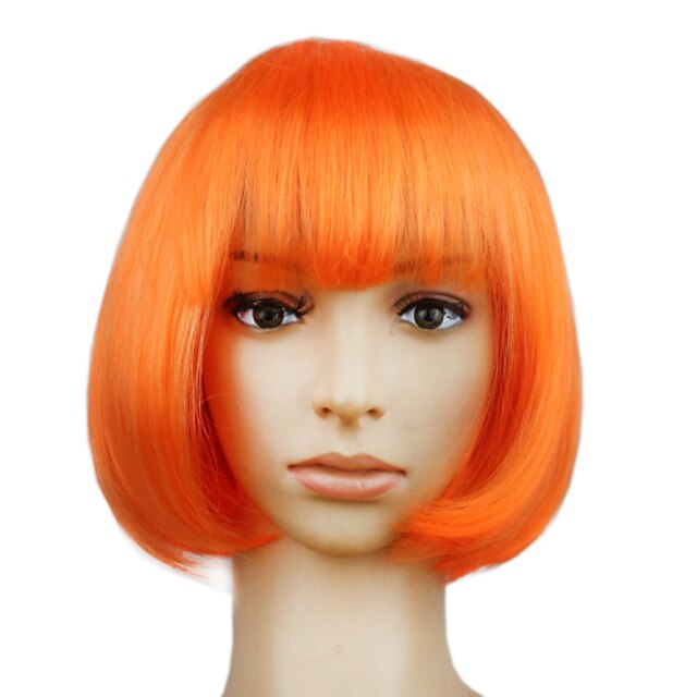  Synteettiset peruukit Suora Suora Bob-leikkaus Peruukki Lyhyt Synteettiset hiukset Naisten Oranssi