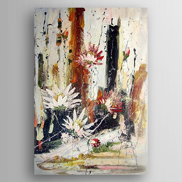  Pintura a Óleo Pintados à mão - Floral / Botânico Realismo Tela de pintura