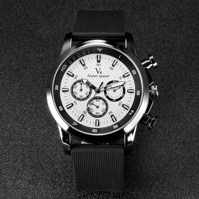  V6 Men's Wrist Watch Rubber Band Black / Two Years / Mitsubishi LR626