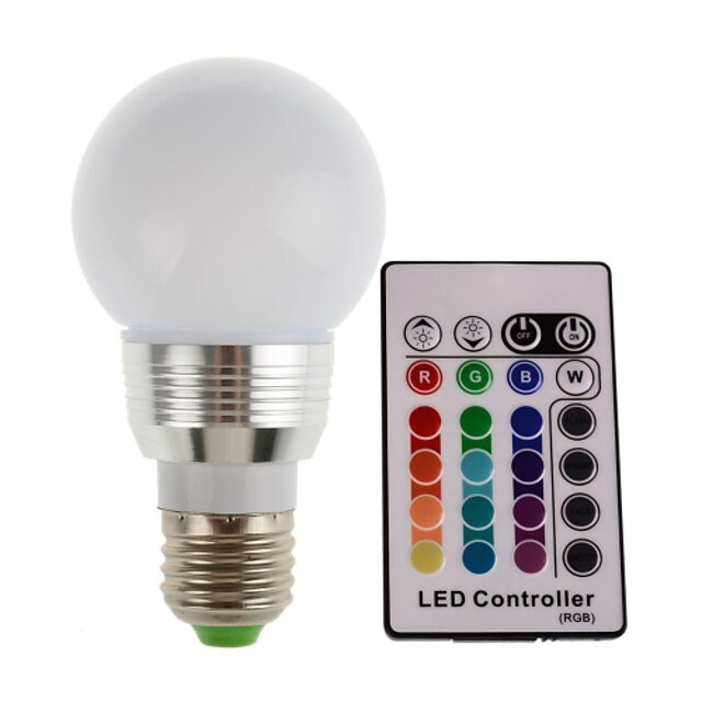  3 W 300-350 lm E26 / E27 1 LED perler Høyeffekts-LED Fjernstyrt Dekorativ RGB 85-265 V / 1 stk. / RoHs