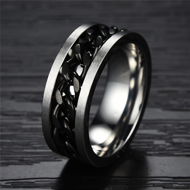  Men's Band Ring - Titanium Steel, Gold Plated 7 / 8 / 9 Black / Golden For Wedding / Party / Daily