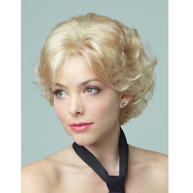  Synthetic Wig Curly Curly Wig Short Blonde Synthetic Hair Women's
