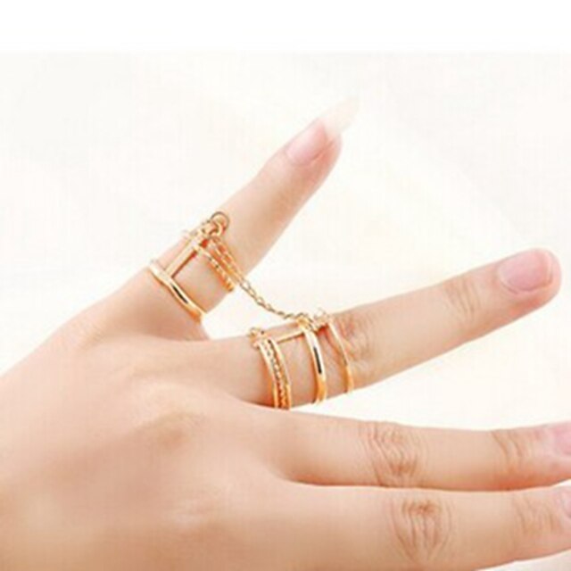  Ring Fashion Party Jewelry Brass Women Midi Rings 1set,One Size Gold