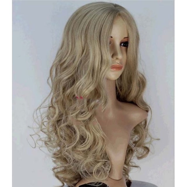  Synthetic Wig Snow White Cinderella Body Wave Wavy Monofilament L Part Wig Blonde Long Blonde Synthetic Hair 20 inch Women's Middle Part Blonde