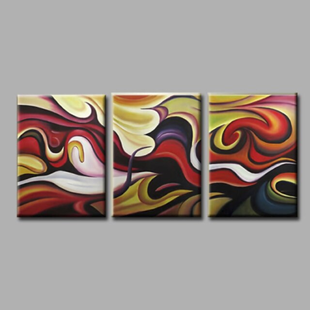  Hang festett olajfestmény Kézzel festett - Absztrakt Modern Vászon / Három elem / Nyújtott vászon