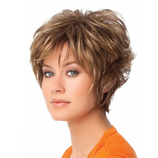  Synthetic Wig Wavy Wavy Pixie Cut With Bangs Wig Short Blonde Synthetic Hair Women's Blonde