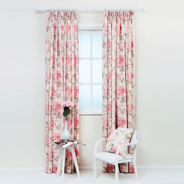 Curtains Drapes Bedroom Poly / Cotton Blend Print