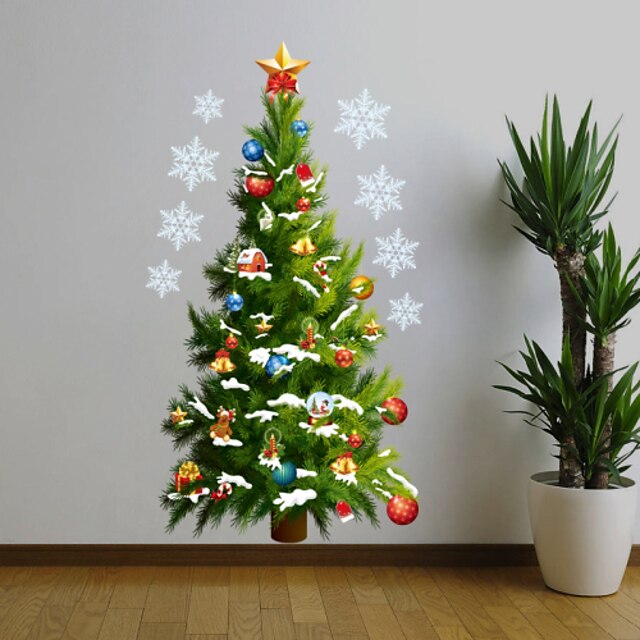  Christmas Decoration Wall Decals, Christmas Tree PVC Wall Stickers