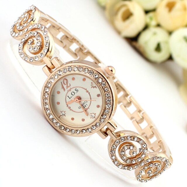  Женские Модные часы Кварцевый сплав Группа Блестящие Богемные С подвесками Кольцеобразный Розовое золото