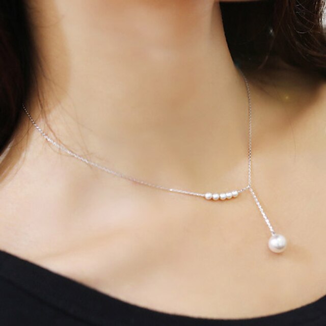  Women's Pearl Choker Necklace Y Necklace Lariat Dainty Ladies Delicate Pearl Imitation Pearl Alloy Golden Silver Necklace Jewelry For Wedding Party Daily Casual / Pearl Necklace