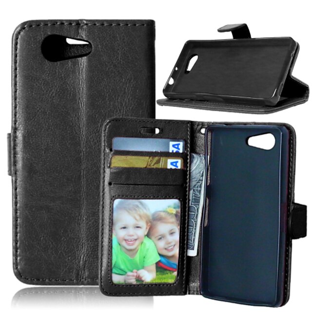  Case For Sony Xperia Z3 / Sony Xperia Z3 Compact / Sony Xperia M4 Aqua Sony Xperia Z3 / Sony Xperia Z3 Compact / Z3+ / Z4 Wallet / Card Holder / with Stand Full Body Cases Solid Color Hard PU Leather