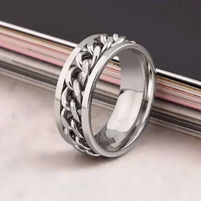  Men's Statement Ring spinning ring Black Silver Golden Stainless Steel Alloy Ladies European Fashion Daily Casual Jewelry