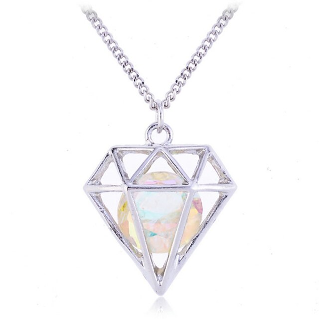  Women's Crystal Pendant Necklace Hollow Fashion Iridescent Synthetic Gemstones Crystal Alloy Silver Golden Necklace Jewelry For Party Daily Casual