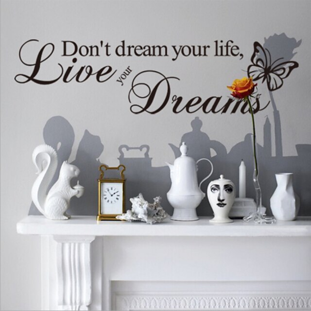  Decorative Wall Stickers - Words & Quotes Wall Stickers Animals / Still Life / Romance Living Room / Bedroom / Dining Room / Removable