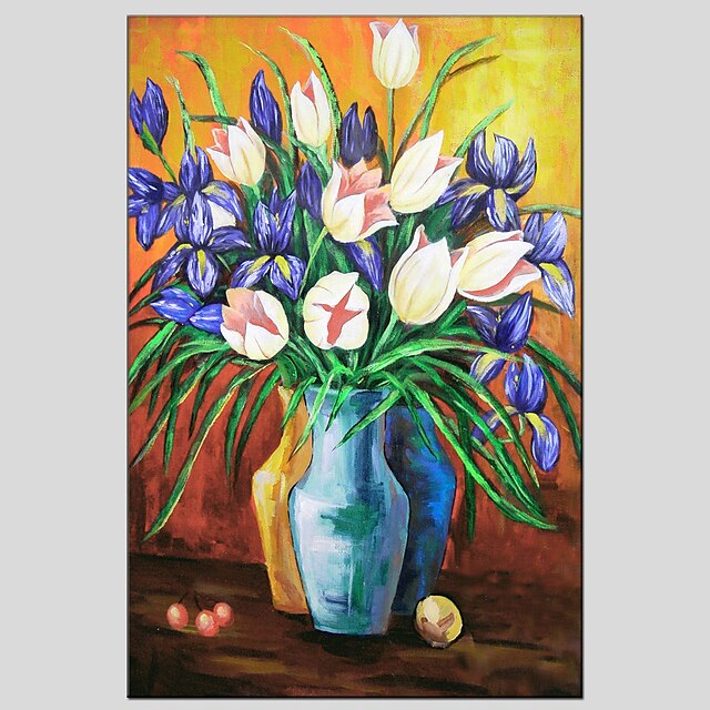  Pintura a Óleo Pintados à mão - Floral / Botânico Modern / Estilo Europeu Tela de pintura