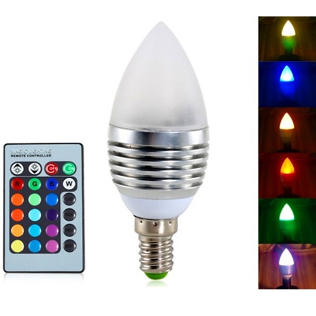  YWXLIGHT® 1pc 4 W LED-stearinlyspærer 300-350 lm E14 A60(A19) 3 LED Perler Integreret LED Dæmpbar Fjernstyret Dekorativ RGB 85-265 V / 1 stk.