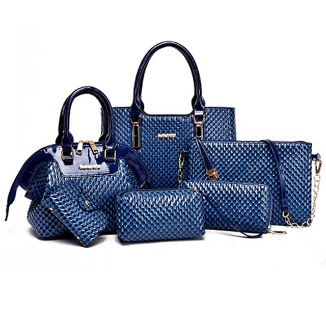  Dames Tassen PU Schoudertas / zak Set Effen Zwart / Bruin / Blauw / Bag Sets