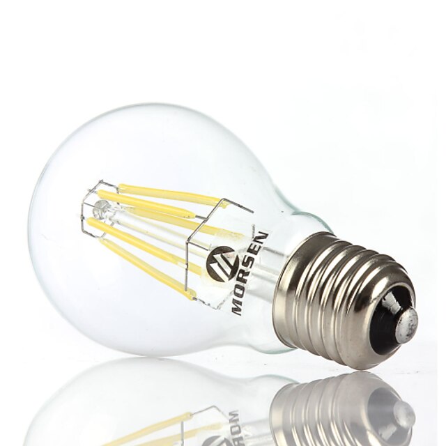  morsen®1pcs 6w a60 e27 levou filamento bulbo grama clara lâmpadas edison interior iluminação led 110 / 240v lâmpada de incandescência