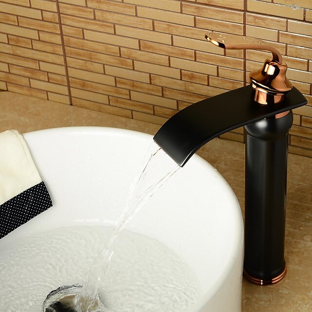  Torneira pia do banheiro - Cascata Bronze Polido a Óleo Conjunto Central Uma Abertura / Monocomando e Uma AberturaBath Taps
