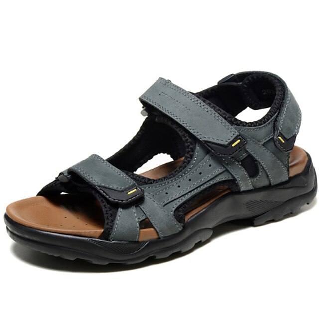  Homens Sapatos Confortáveis Pele Primavera / Verão Sandálias Água Castanho Claro / Cinzento / Casual / Ao ar livre