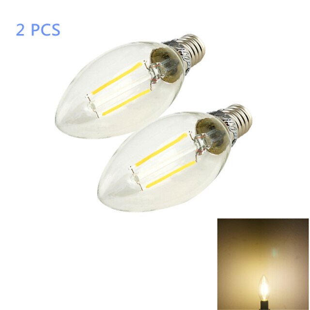  YouOKLight LED gyertyaizzók 200 lm E14 C35 2 LED gyöngyök COB Dekoratív Meleg fehér 220-240 V / 2 db. / RoHs / CE