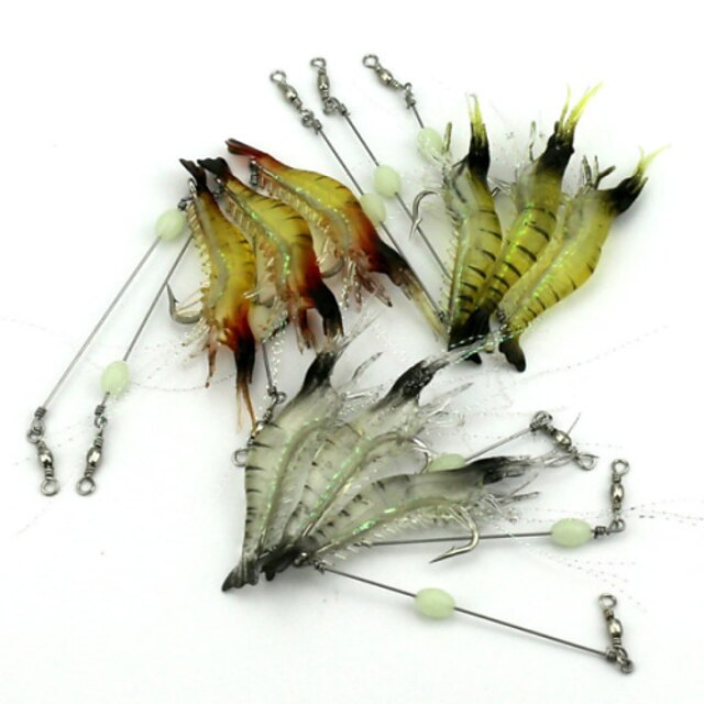  10 / 30 pcs Soft Bait Przynęty do spinningu Przynęty wędkarskie Soft Bait Krewetka Świecący Opadające na dno Bass Pstrąg Szczupak Wędkarstwo na przynęte Miękki plastik