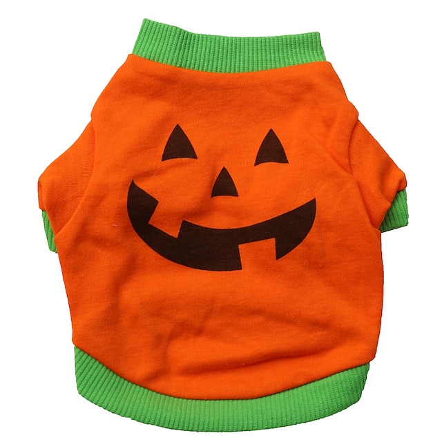  Cat Dog Halloween Costumes Costume Shirt / T-Shirt Cosplay Fashion Halloween Dog Clothes Puppy Clothes Dog Outfits Breathable Orange Costume for Girl and Boy Dog Cotton XS S M L